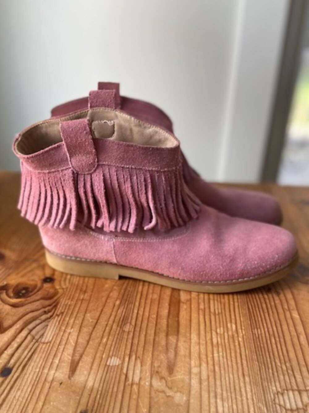 Elephantito Pink Suede Fringe Boots Girls 6